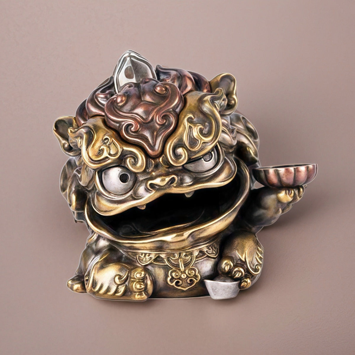 Antique Bronze/Silver Pixiu Statue - Feng Shui Wealth Guardian for Office/Home/Car | Energy-Balancing Alloy Art with Longevity Lock